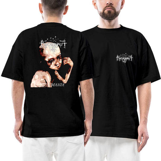 Psychonaut 4 Dipsomania Ön Arka Baskılı Siyah Oversize Tişört