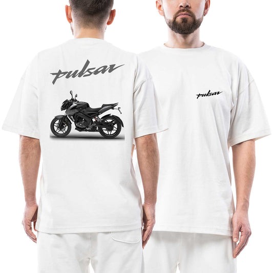 Pulsar NS200 Moto Ön Arka Baskılı Beyaz Oversize Tişört