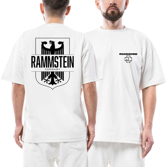 Rammstein Germany Ön Arka Baskılı Beyaz Oversize Tişört