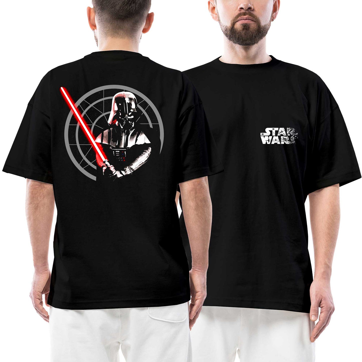 Star Wars The Enemy Ön Arka Baskılı Siyah Oversize Tişört