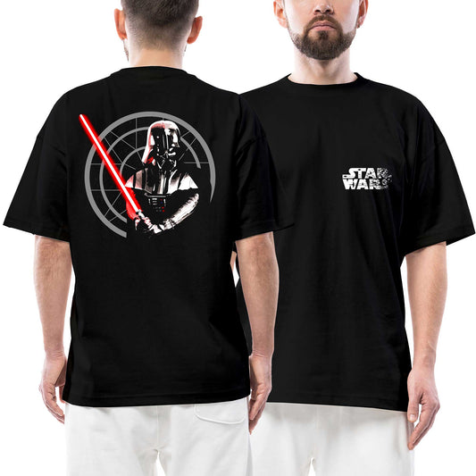 Star Wars The Enemy Ön Arka Baskılı Siyah Oversize Tişört