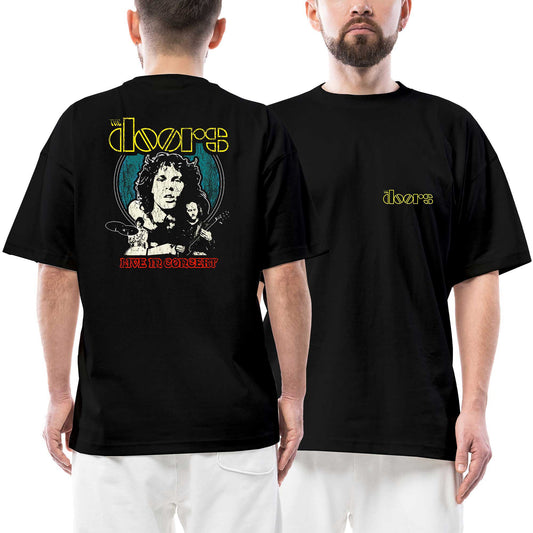 The Doors Live in Concert Ön Arka Baskılı Siyah Oversize Tişört