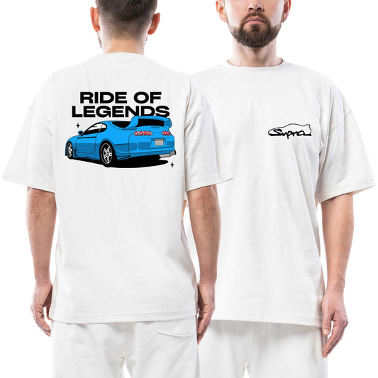 Toyata Supra Ride Of Legends Ön Arka Baskılı Beyaz Oversize Tişört
