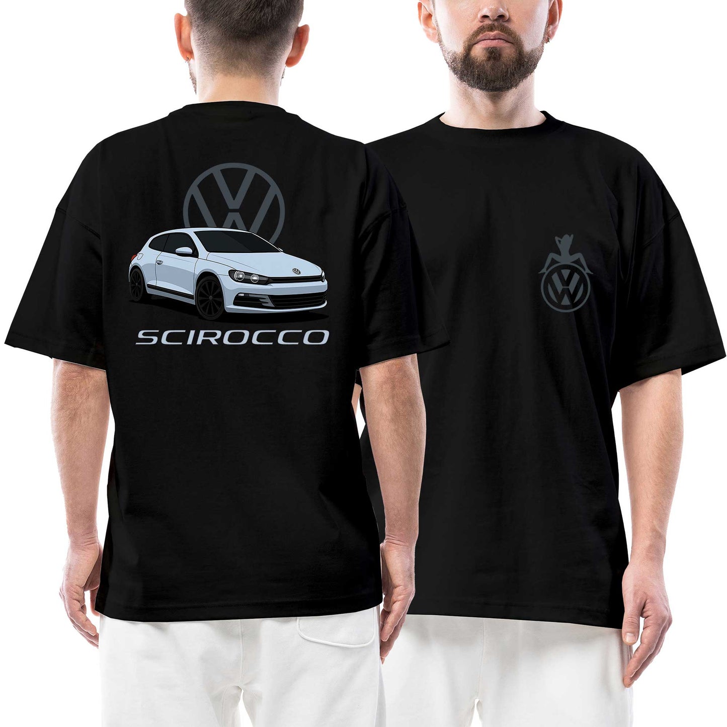 Volkswagen Scirocco Ön Arka Baskılı Siyah Oversize Tişört