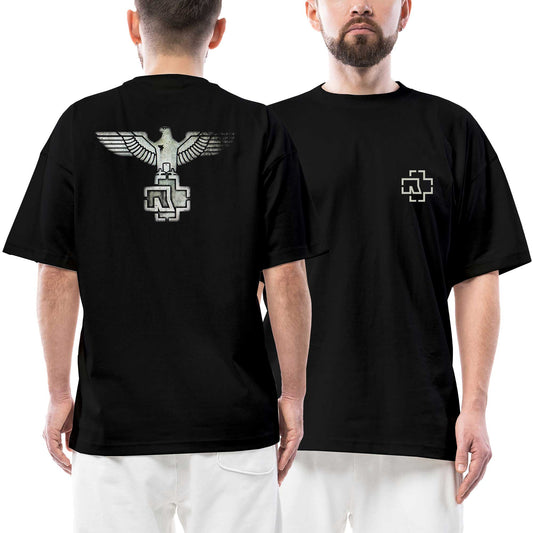 Rammstein Eagle Ön Arka Baskılı Siyah Oversize Tişört