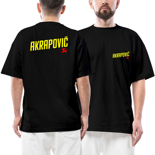 Akrapovic Logo Ön Arka Baskılı Siyah Oversize Tişört