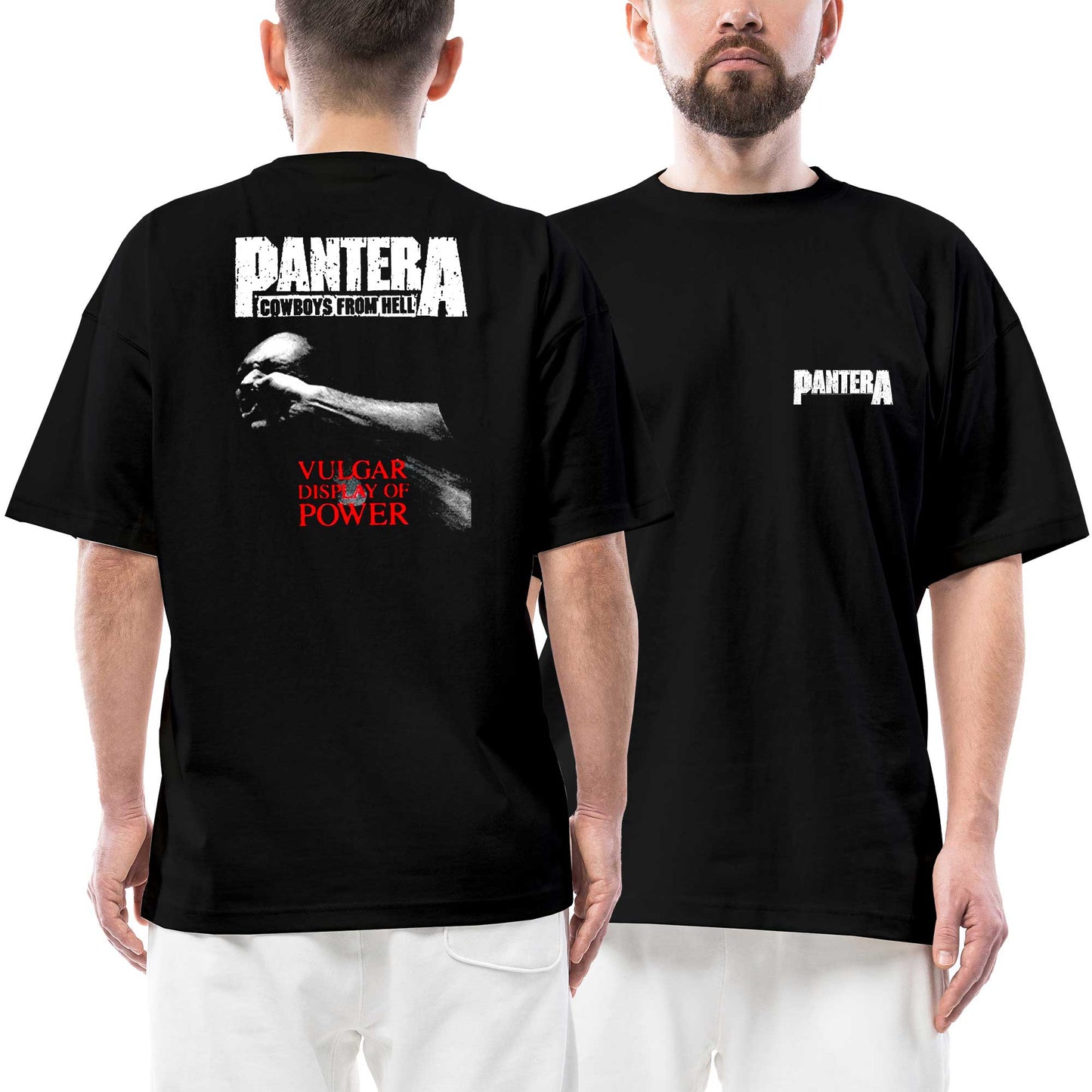 Pantera Vulgar Display Of Power Ön Arka Baskılı Siyah Oversize Tişört