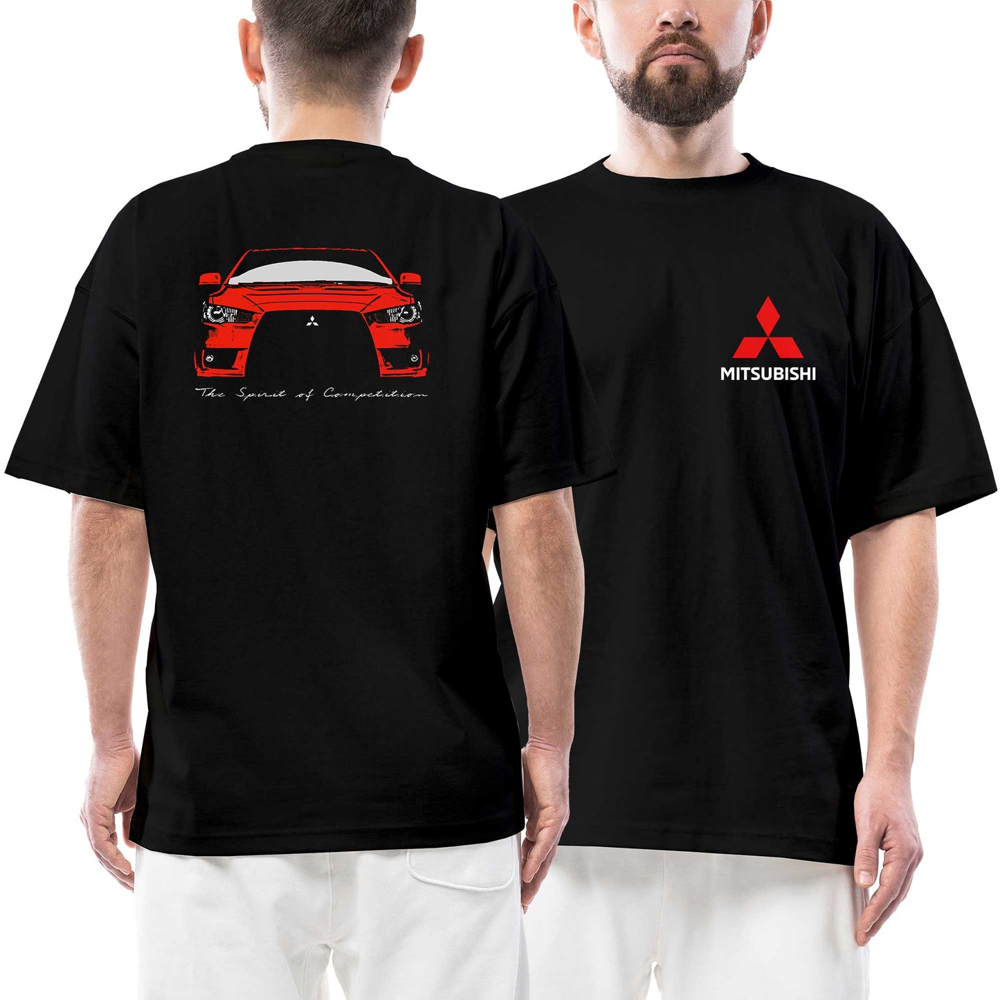 Mitsubishi Evo Lancer Ön Arka Baskılı Siyah Oversize Tişört