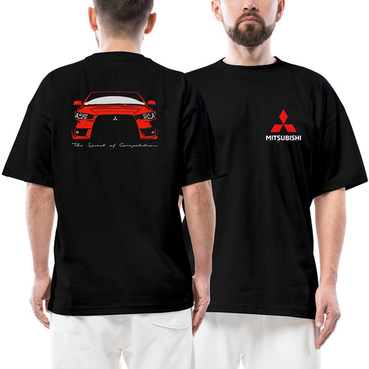 Mitsubishi Evo Lancer Ön Arka Baskılı Siyah siyah oversize tişört