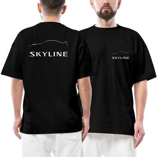 Nissan Skyline Silüet Ön Arka Baskılı Siyah siyah oversize tişört