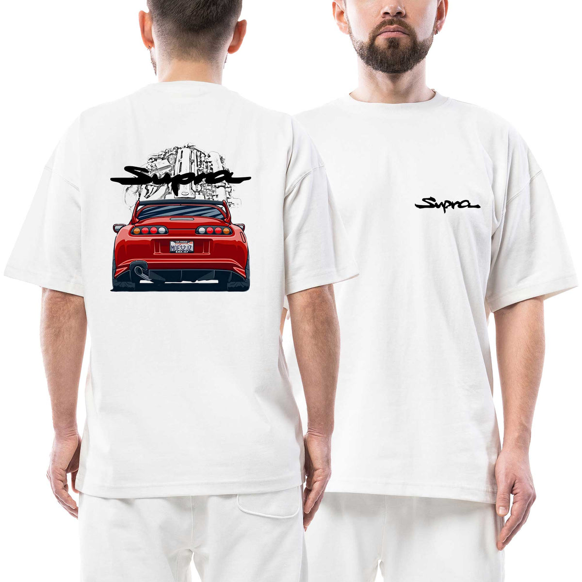 Toyota Supra Logo 2jz Ön Arka Baskılı Beyaz Oversize Tişört