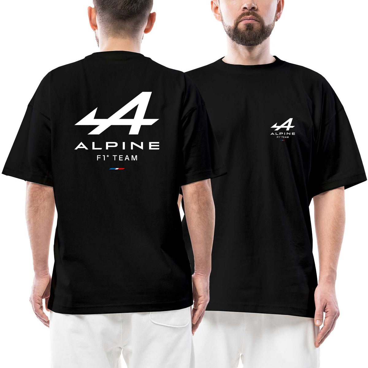 Alpine F1 Team Ön Arka Baskılı Siyah Oversize Tişört