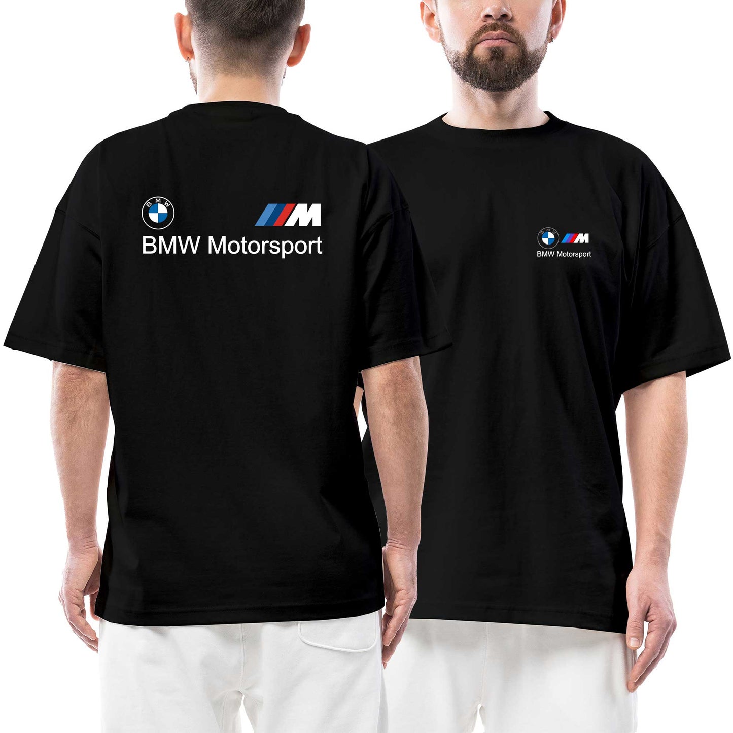 Bmw M Motorsport Ön Arka Baskılı Siyah Oversize Tişört