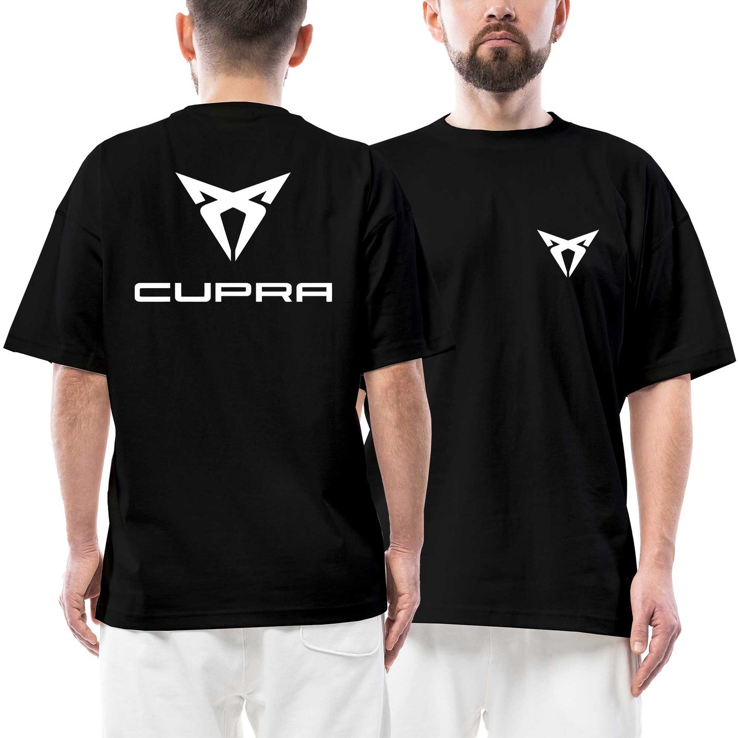 Cupra New Logo Ön Arka Baskılı Siyah Oversize Tişört