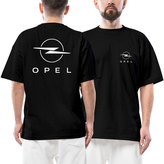 Opel NewLogo Ön Arka Baskılı Siyah siyah oversize tişört