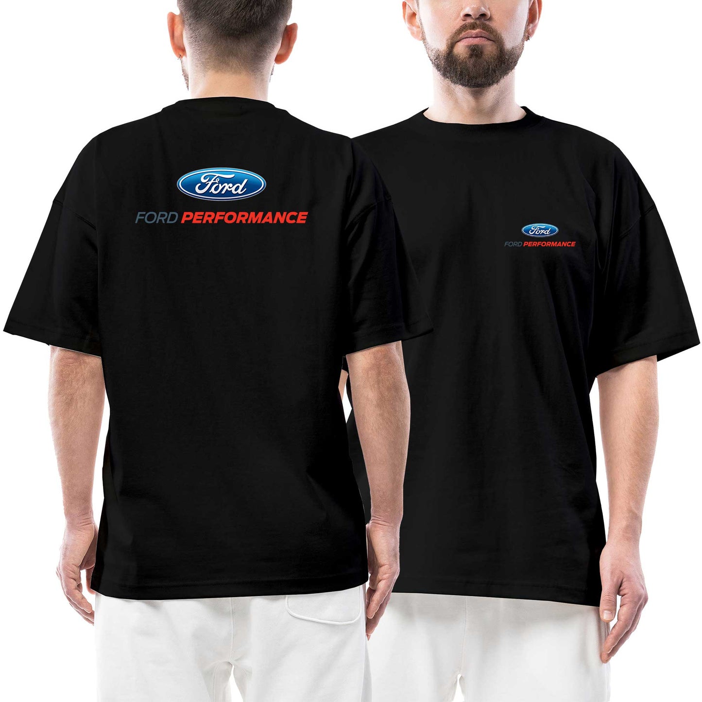 Ford Performance Logo Ön Arka Baskılı Siyah Oversize Tişört