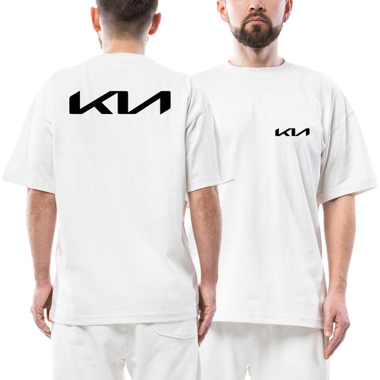 Kia Black Logo Ön Arka Baskılı Beyaz beyaz oversize tişört