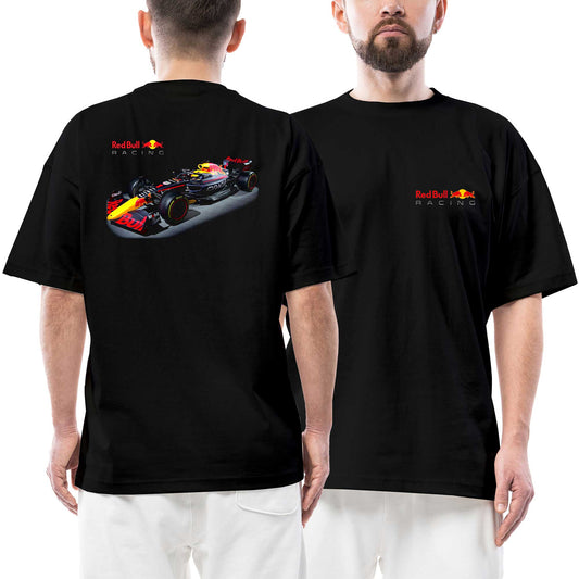 Redbull F1 Racing Ön Arka Baskılı Siyah siyah oversize tişört