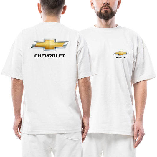 Chevrolet Gold Logo Ön Arka Baskılı Siyah siyah oversize tişört