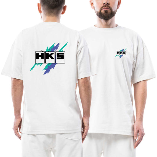 Hks Tuning Color Ön Arka Baskılı Beyaz Oversize Tişört