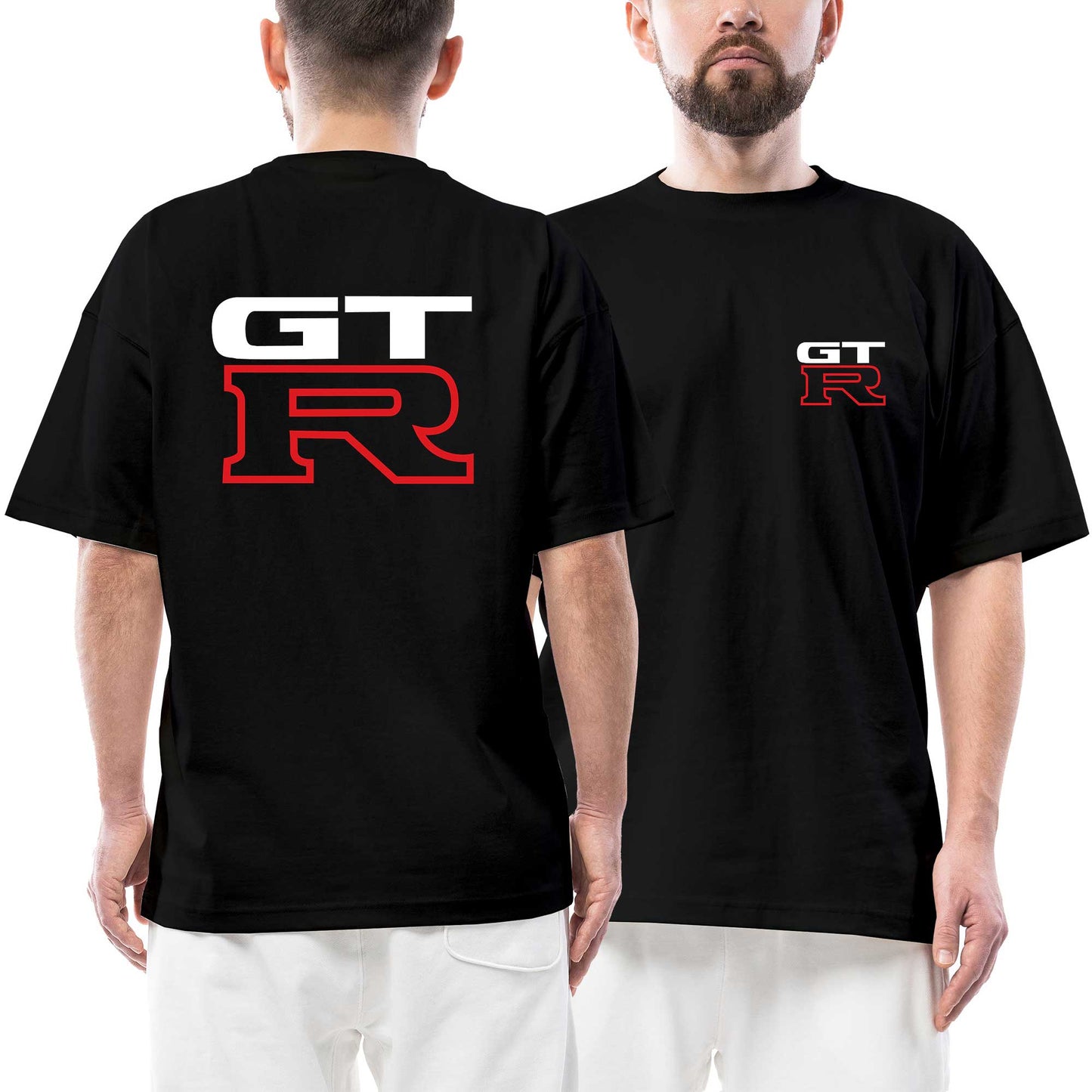 Gtr Line Logo Ön Arka Baskılı Siyah Oversize Tişört