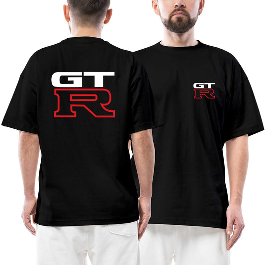 Gtr Line Logo Ön Arka Baskılı Siyah Oversize Tişört