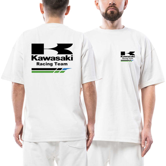 Kawasaki Racing Team beyaz ön arka baskılı oversize tişört