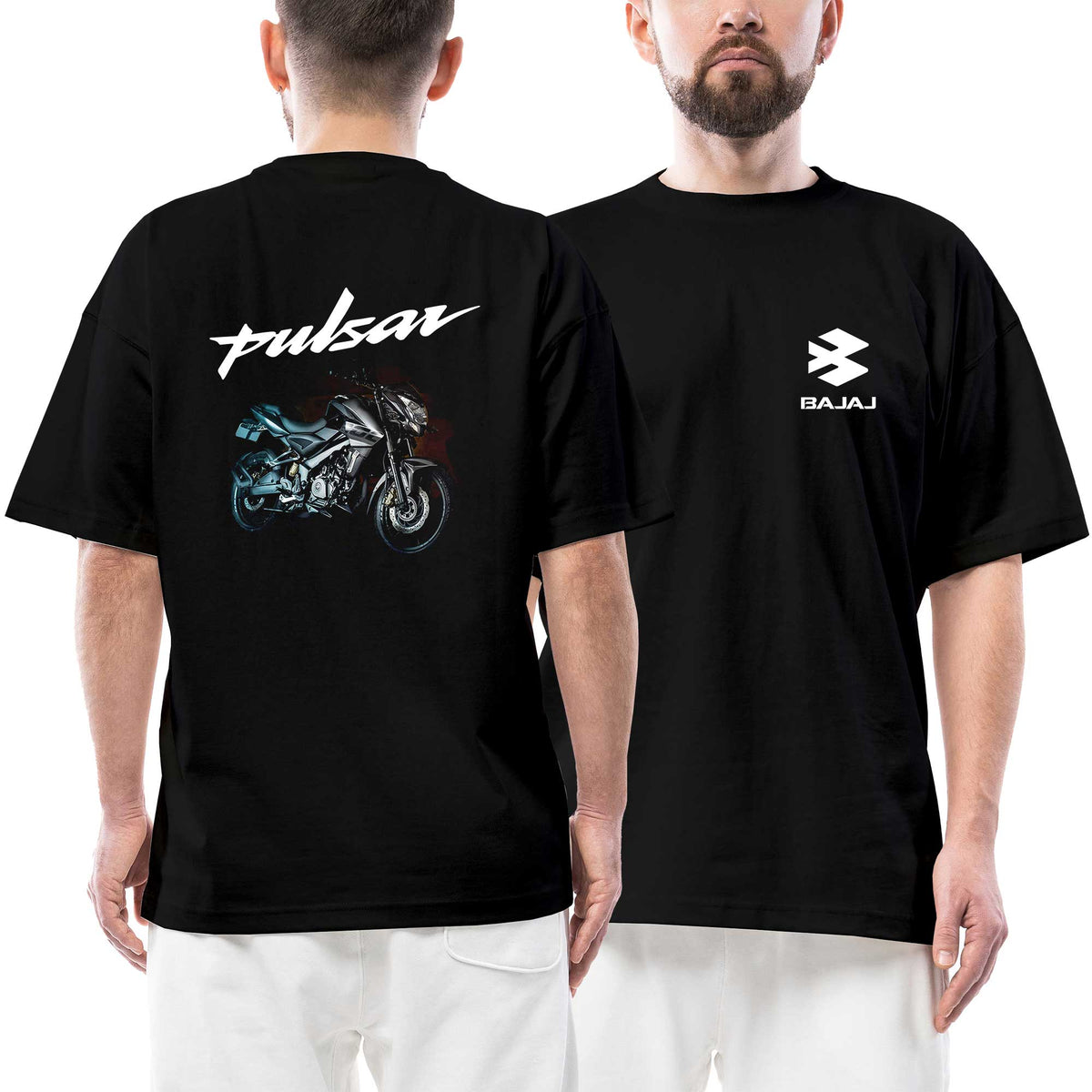 Bajaj Pulsar Ns200 siyah ön arka baskılı oversize tişört