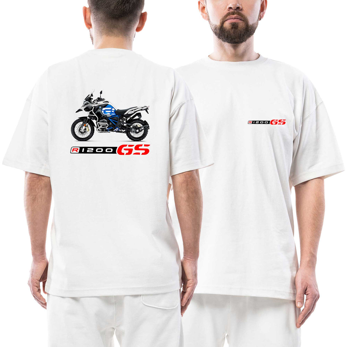 Bmw R1200 Motorcycle Logo beyaz ön arka baskılı oversize tişört