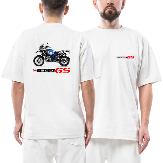 Bmw R1200 Motorcycle Logo beyaz ön arka baskılı oversize tişört