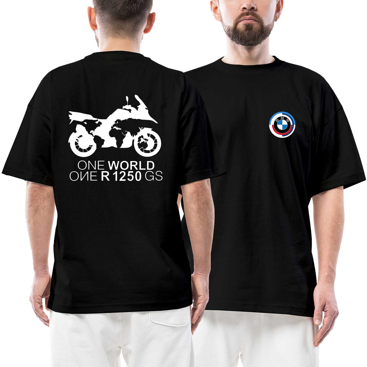 Bmw One World R1250 siyah ön arka baskılı oversize tişört