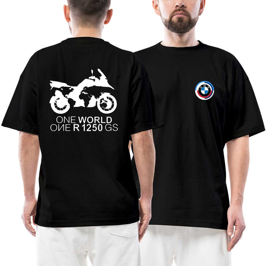 Bmw One World R1250 siyah ön arka baskılı oversize tişört