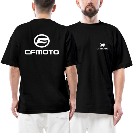 Cfmoto White Logo siyah ön arka baskılı oversize tişört