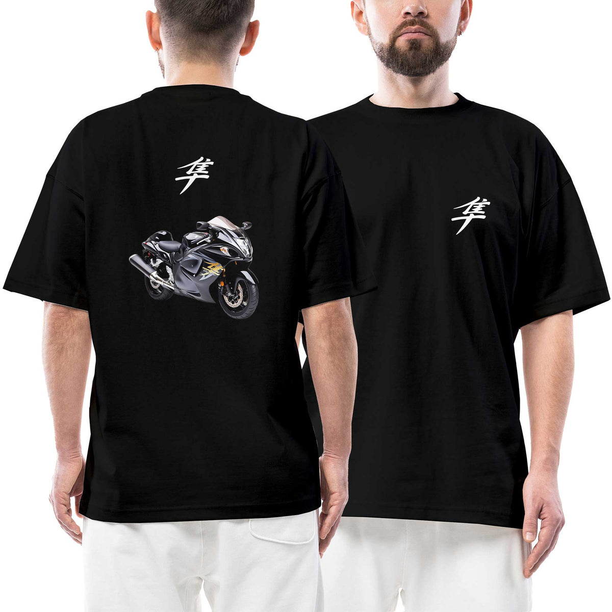 Hayabusa Stompgrip White Logo siyah ön arka baskılı oversize tişört