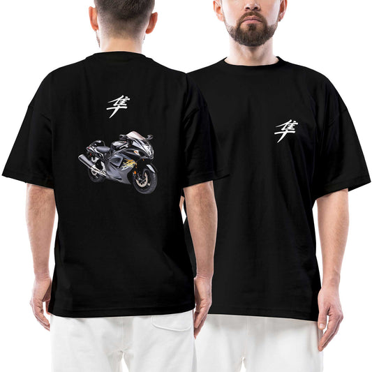 Hayabusa Stompgrip White Logo siyah ön arka baskılı oversize tişört