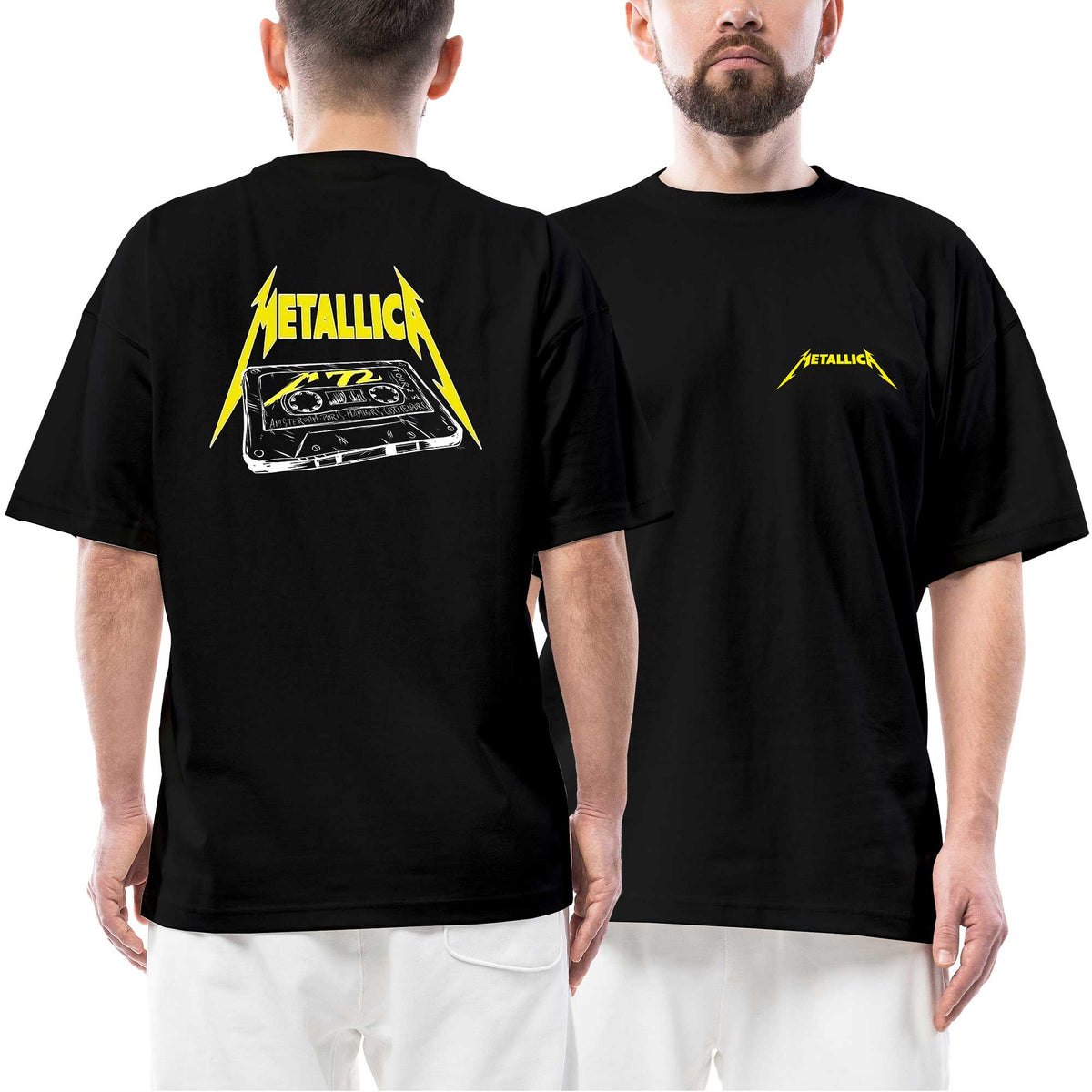 Metallica Tour23 Tape Ön Arka Baskılı Siyah Oversize Tişört