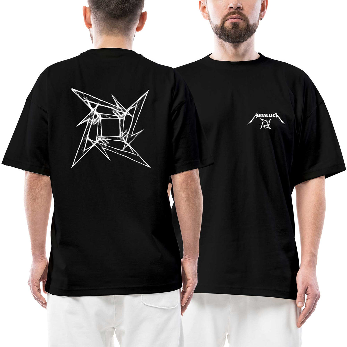 Metallica Blade Dream Symbol Text Ön Arka Baskılı Siyah Oversize Tişört