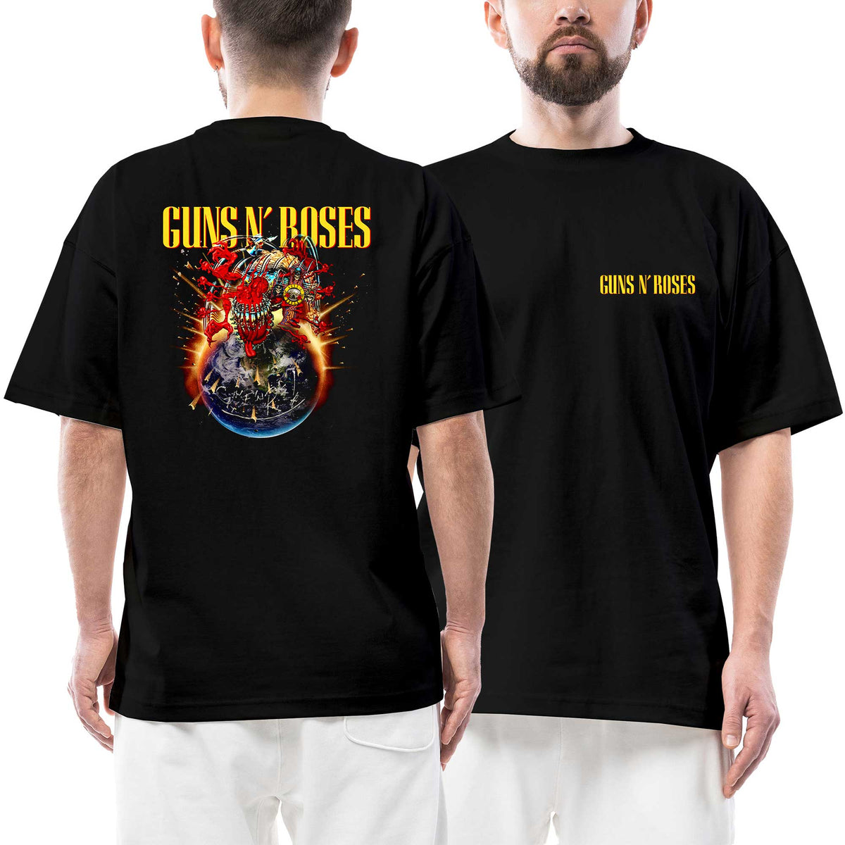 Guns N Roses Tour 2025 Ön Arka Baskılı Siyah Oversize Tişört
