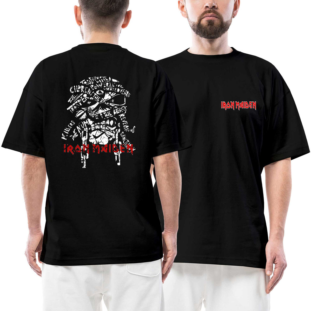 İron Maiden Eddie Long Sleeve Ön Arka Baskılı Siyah Oversize Tişört