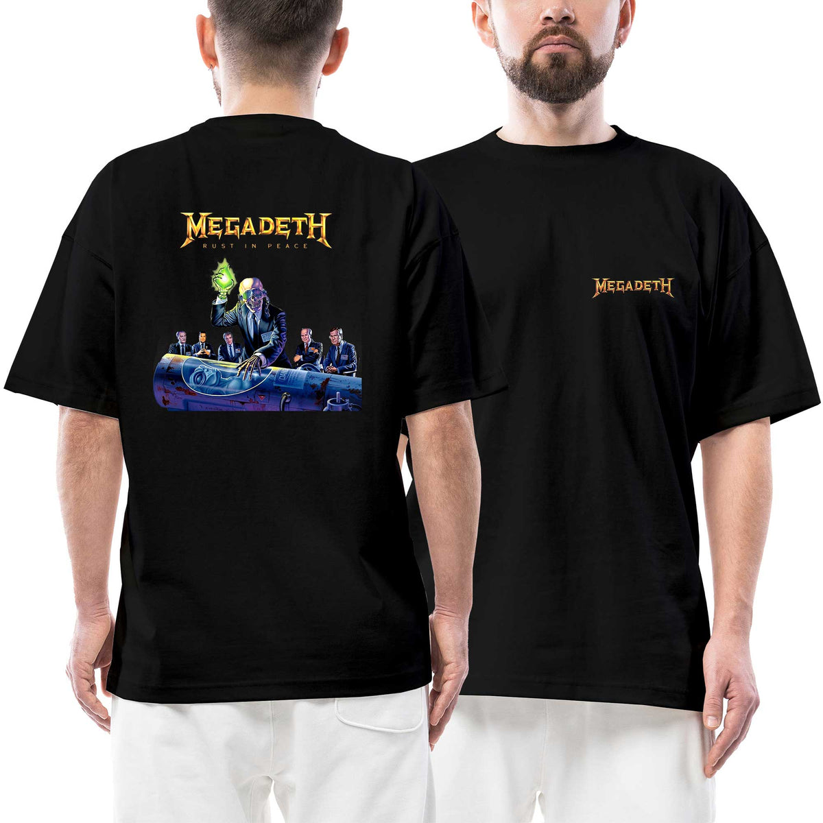 Megadeth Logo Rust İn Peace Ön Arka Baskılı Siyah Oversize Tişört