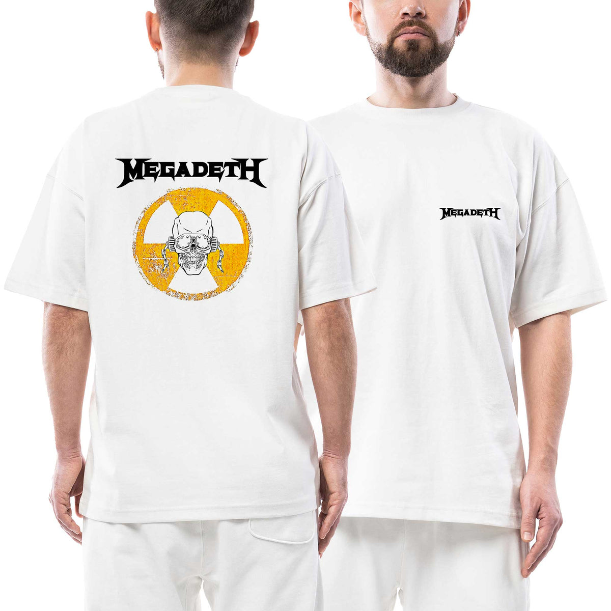 Megadeth Black Logo Danger Ön Arka Baskılı Beyaz Oversize Tişört