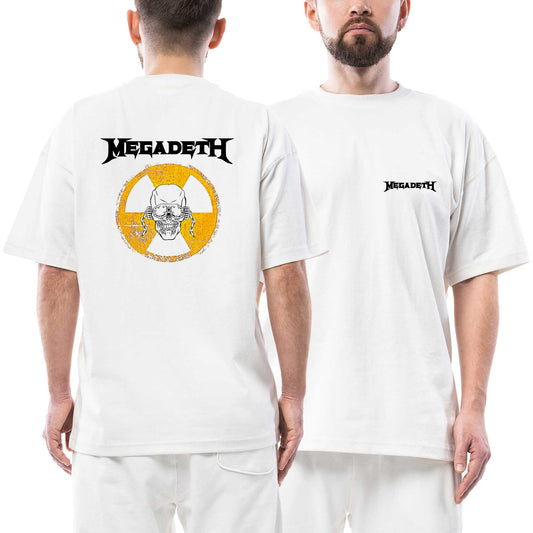 Megadeth Black Logo Danger Ön Arka Baskılı Beyaz Oversize Tişört