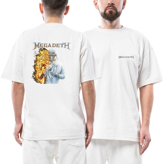 Megadeth Logo 2026 Ön Arka Baskılı Beyaz Oversize Tişört