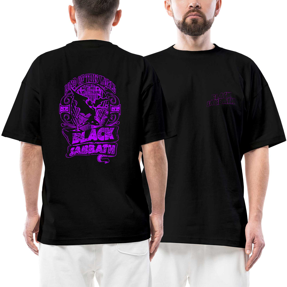 Black Sabbath Outline Lord Of This Ön Arka Baskılı Siyah Oversize Tişört