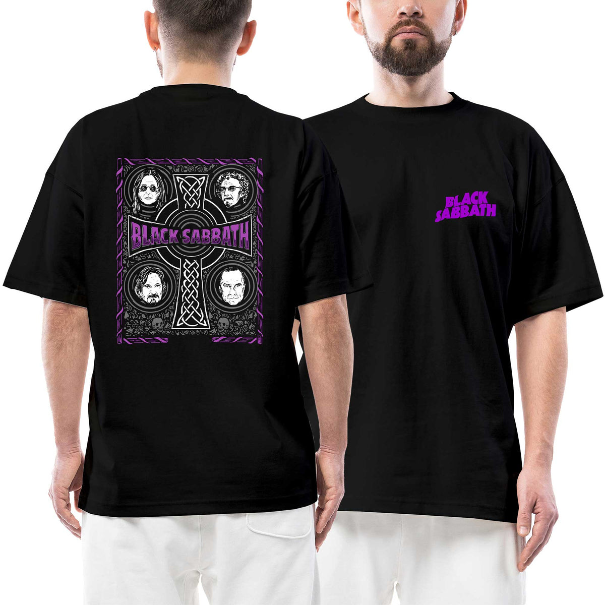 Black Sabbath Purple The Complete History Ön Arka Baskılı Siyah Oversize Tişört
