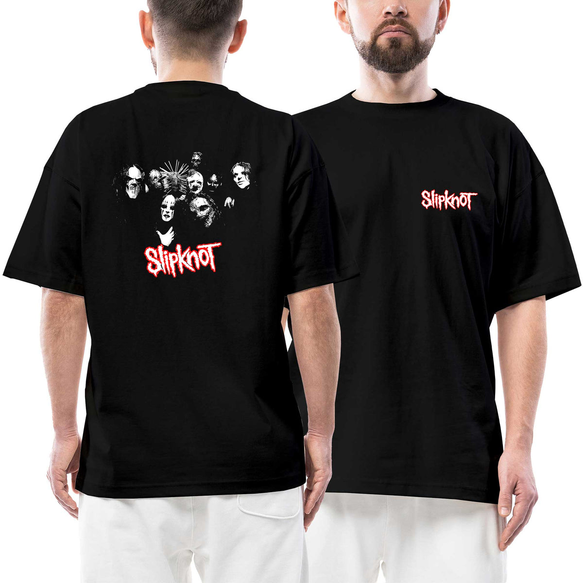 Slipknot Text Hallowen Ön Arka Baskılı Siyah Oversize Tişört