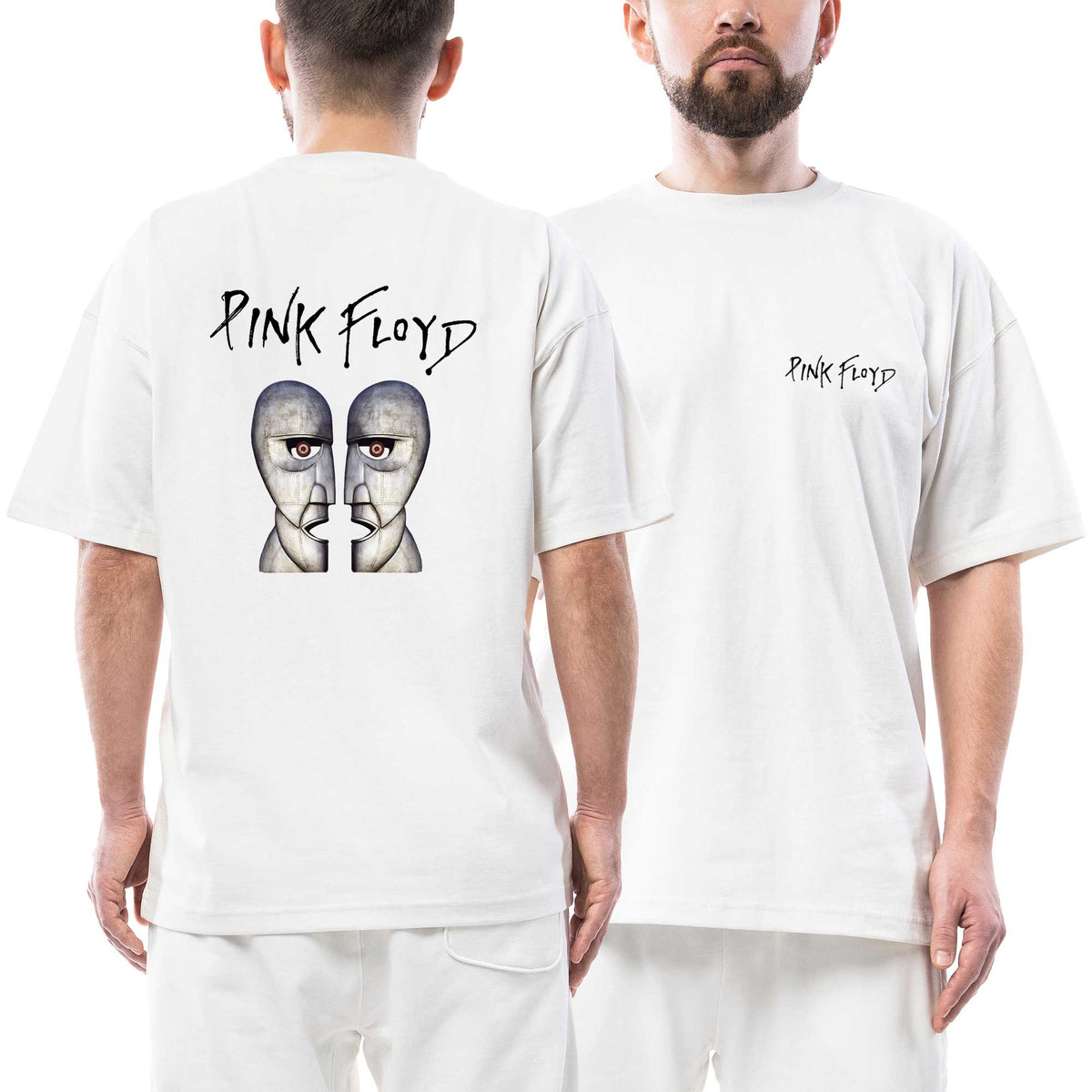 Pink Floyd The Division Bell Face Ön Arka Baskılı Beyaz Oversize Tişört