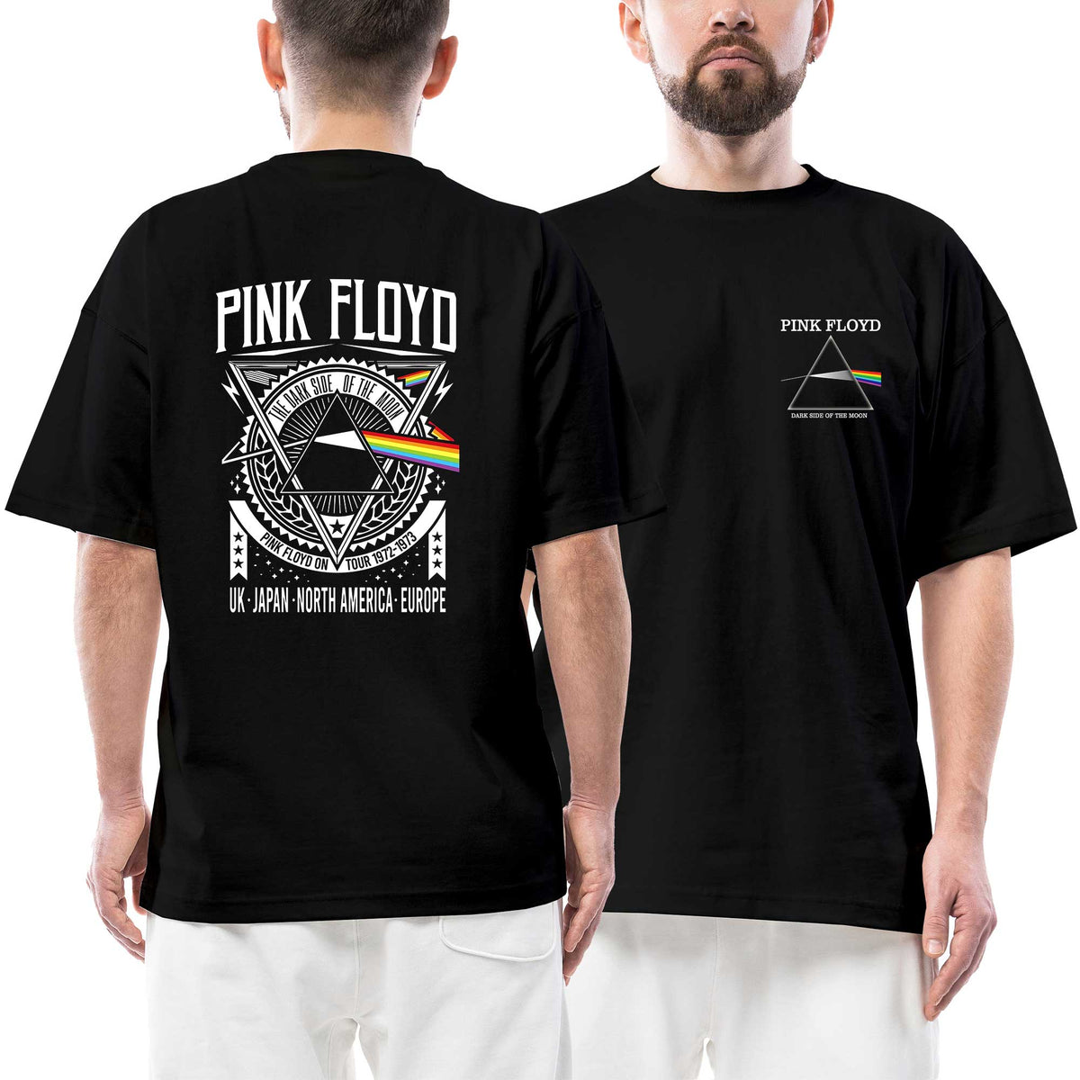 Pink Floyd Triangle Dark Side Of The Moon Ön Arka Baskılı Siyah Oversize Tişört