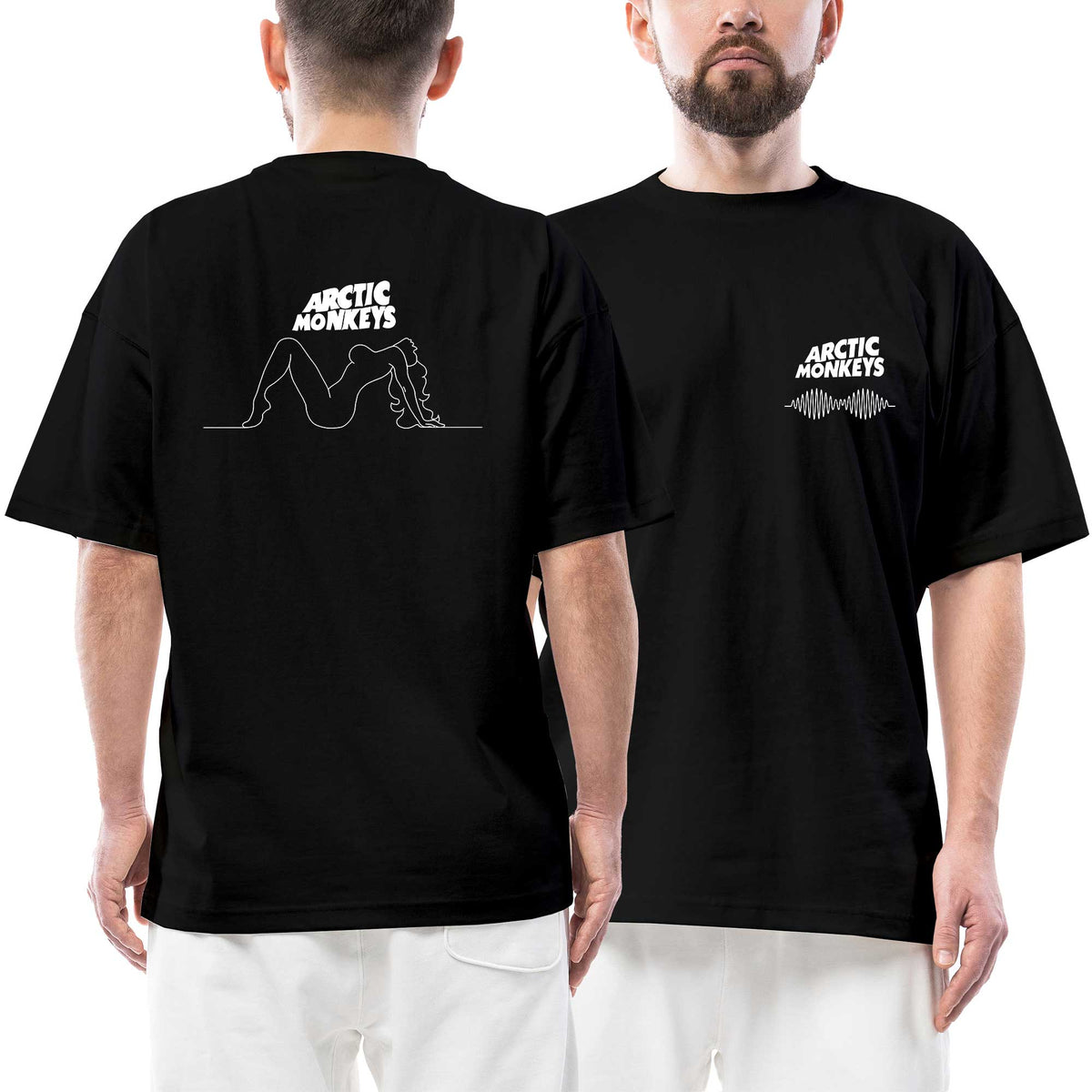 Arctic Monkeys Girl Line Ön Arka Baskılı Siyah Oversize Tişört