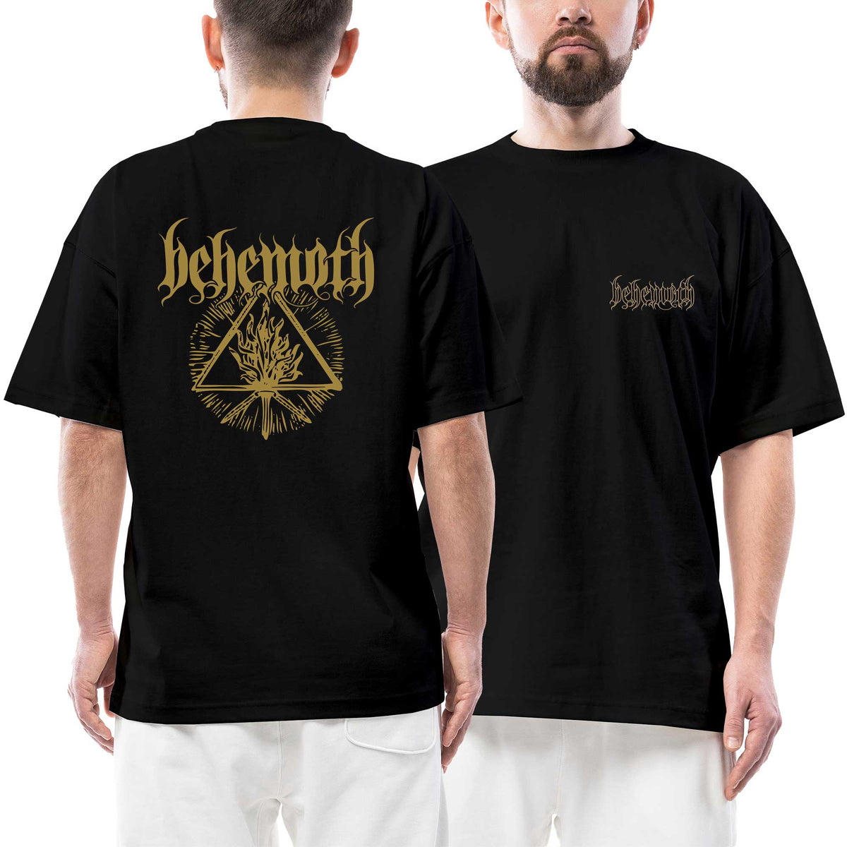 Behemoth Triangle Sigil Ön Arka Baskılı Siyah Oversize Tişört